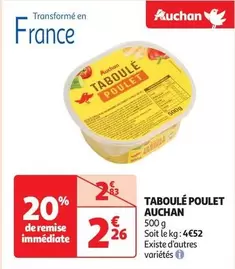 Auchan - Taboulé Poulet offre à 2,26€ sur Auchan Hypermarché