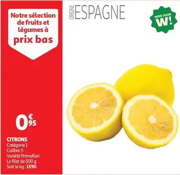 Citrons offre à 0,95€ sur Auchan Hypermarché