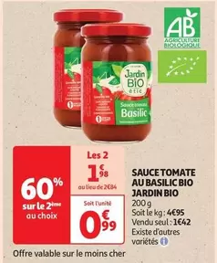 Jardin Bio Etic - Sauce Tomate Au Basilic Bio offre à 0,99€ sur Auchan Hypermarché