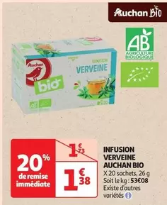 Auchan - Infusion Verveine Bio offre à 1,38€ sur Auchan Hypermarché