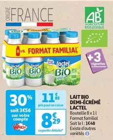 Lactel - Lait Bio Demi-écrémé offre à 8,29€ sur Auchan Hypermarché