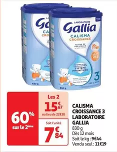 Gallia - Calisma Croissance 3 Laboratoire offre à 7,84€ sur Auchan Hypermarché