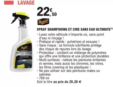 Meguiar'S - Spray Et Cire Sans Eau Ultimate offre à 22,5€ sur E.Leclerc L'Auto