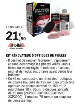 Holts - Kit Rénovateur D'optiques De Pharas offre à 21,9€ sur E.Leclerc L'Auto