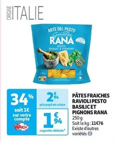 Rana - Pâtes Fraiches Ravioli Pesto Basilicet offre à 1,94€ sur Auchan Supermarché