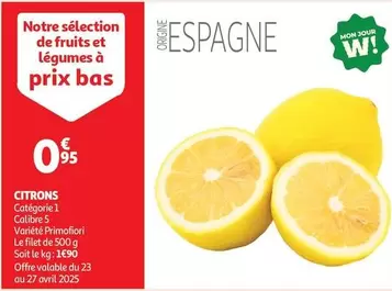 Avril - CITRON CITRON offre à 0,95€ sur Auchan Supermarché