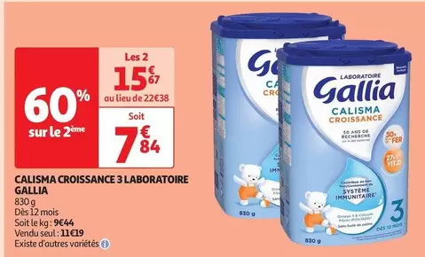 Gallia - Calisma Croissance 3 Laboratoire offre à 7,84€ sur Auchan Supermarché