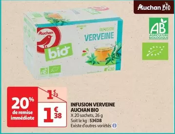 Auchan - Infusion Verveine Bio offre à 1,38€ sur Auchan Supermarché