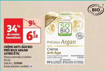 Lea - Crème Anti-âge Bio Précieux Argan offre à 6,18€ sur Auchan Supermarché