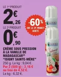 Isigny Sainte Mére - Creme Sous Pression A La Vanille De Madagascar offre à 2,26€ sur E.Leclerc