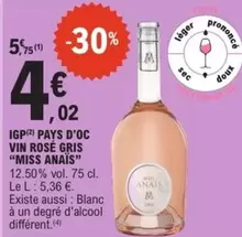 IGP Pays D'Oc Vin Rosé Gris offre à 4,02€ sur E.Leclerc