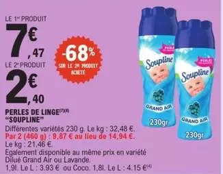 Soupline - Perles De Linge offre à 7,47€ sur E.Leclerc