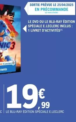 E.Leclerc - Le Blu-ray Edition Speciale E Leclerc offre à 19,99€ sur E.Leclerc