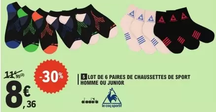 Le Coq Sportif - Lot De 6 Paires De Chaussettes De Sport offre à 8,36€ sur E.Leclerc