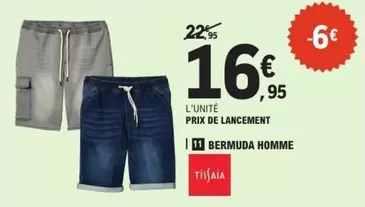 Bermuda Homme offre à 16,95€ sur E.Leclerc