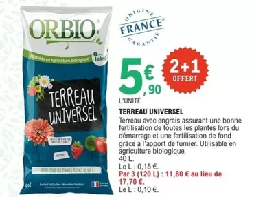 Orbio - Terreau Universel offre à 5,9€ sur E.Leclerc