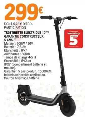 Trottinette Electrique 10 offre à 299€ sur E.Leclerc