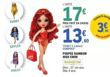 Poupée Rainbow High Swim offre à 17€ sur E.Leclerc