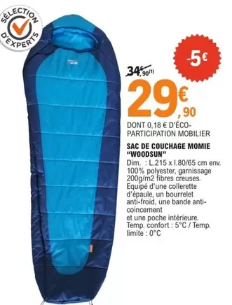 Sac De Couchage Momie "WooDSUN" offre à 29,9€ sur E.Leclerc