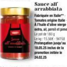 Sauce All Arrabbiata offre sur Maison Thiriet