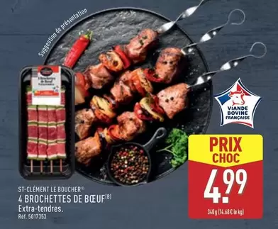 Boucherie St-Clément - 4 Brochettes De Bœuf offre à 4,99€ sur Aldi