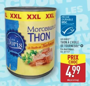 Les Doris - Thon À L'huile De Tournesol offre à 4,99€ sur Aldi
