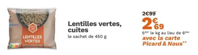 Picard - Lentilles Vertes Cuites offre à 2,69€ sur Picard