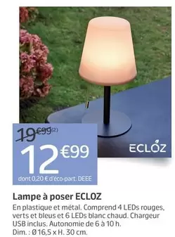 Ecloz - Lampe À Poser offre à 12,99€ sur Jardiland