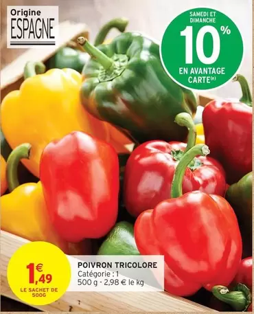 Poivron Tricolore offre à 1,49€ sur Intermarché Hyper