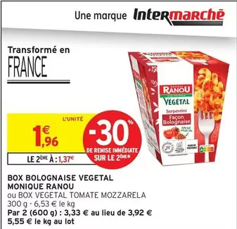 Monique Ranou - Box Bolognaise Vegetal offre à 1,96€ sur Intermarché Hyper