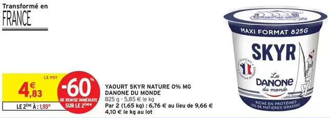 Danone - Yaourt Sky Nature 0% Mg Du Monde offre à 4,83€ sur Intermarché Hyper