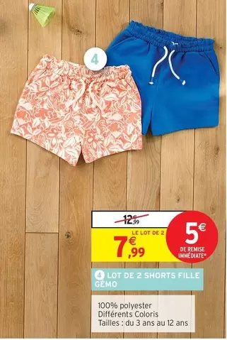 Gémo - Lot De 2 Shorts Fille offre à 7,99€ sur Intermarché Hyper