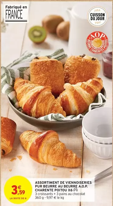 Charente Poitou - Assortiment De Viennoiserie Pur Burre Au Beurre A.O.P. X6 offre à 3,59€ sur Intermarché Hyper