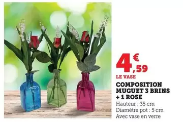 Composition Muguet 3 Brins + 1 Rose offre à 4,59€ sur Bi1