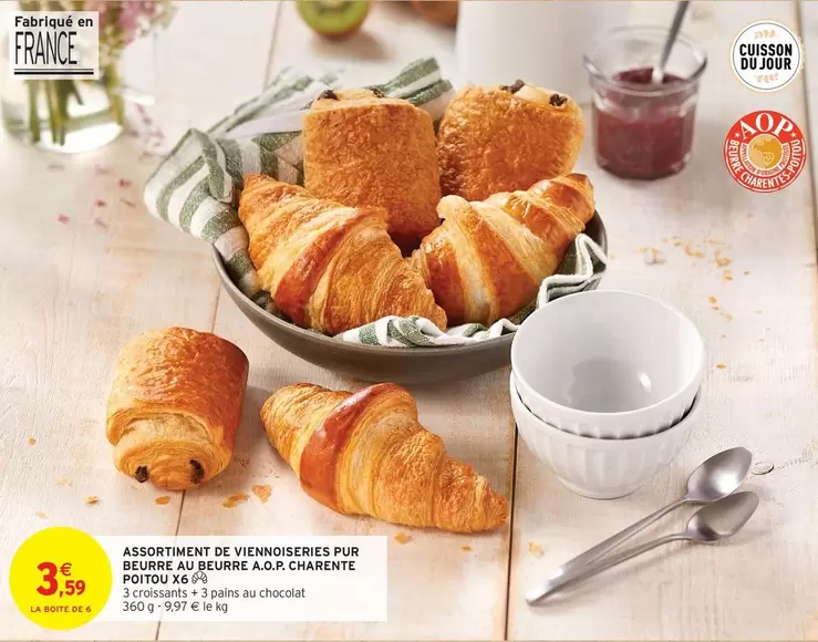 Assortiment De Viennoiseries Pur Beurre Au Pierre A.o.p. Charente offre à 3,59€ sur Intermarché Express