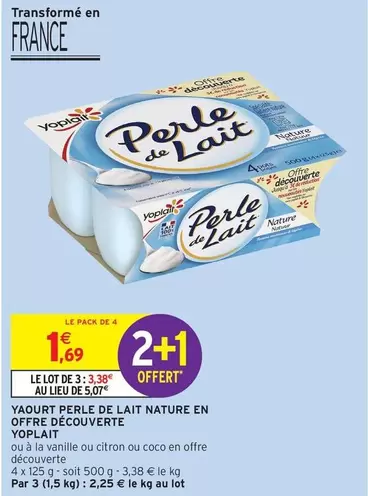 Yoplait - Yaourt Perle De Lait Nature En Offre Découverte offre à 1,69€ sur Intermarché Express