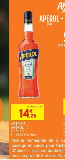 Aperol - Aperitif offre à 14,26€ sur Intermarché Express