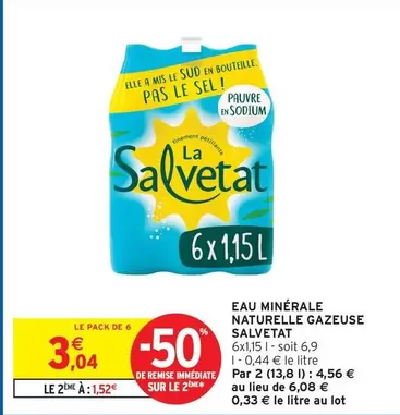 La Salvetat - Eau Minérale Naturelle Gazeuse offre à 3,04€ sur Intermarché Express
