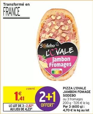 Sodebo - Pizza L'ovale Jambon offre à 1,41€ sur Intermarché Contact