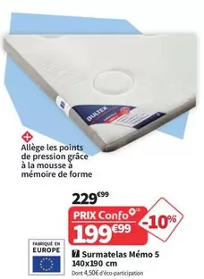 Bultex - Surmatelas Mémo 5 140x190 Cm offre à 199,99€ sur Conforama