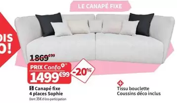Canape Fixe 4 Places Sophie offre à 1499,99€ sur Conforama