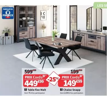 Table Fixe Malt offre à 449,99€ sur Conforama