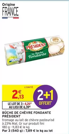Président - Boîche De Chèvre Fondante offre à 2,13€ sur Intermarché