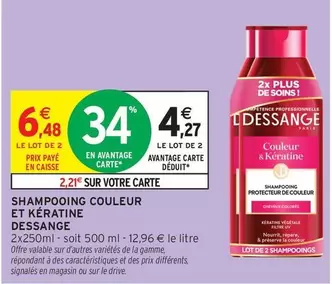 Dessange - Shampooing Couleur Et Kératine offre à 6,48€ sur Intermarché