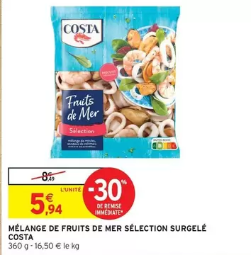 Costa - Mélange De Fruits De Mer Sélection Surgelé offre à 5,94€ sur Intermarché