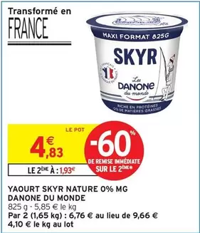 Danone - Yaourt Skyr Nature 0% Mg offre à 4,83€ sur Intermarché