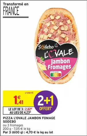 Sodebo - Pizza L'ovale Jambon offre à 1,41€ sur Intermarché