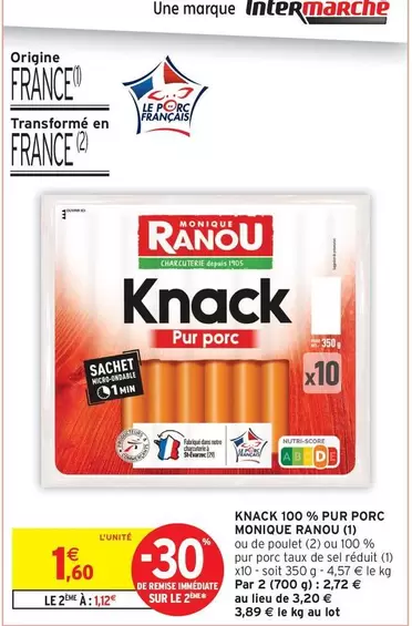 Monique Ranou - Knack 100 % Pur Porc offre à 1,6€ sur Intermarché