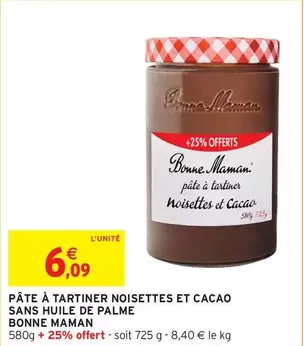 Bonne maman - Pâte À Tartiner Noisettes Et Cacao Sans Huile De Palme offre à 6,09€ sur Intermarché