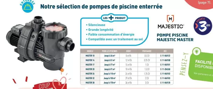 Majestic - Pompe Piscine Master  offre sur Cash Piscines